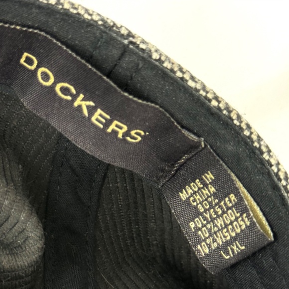 Dockers Flat Cap XL Gray Herringbone Tweed and Black Plaid Fully Lined Excellent - Picture 7 of 11